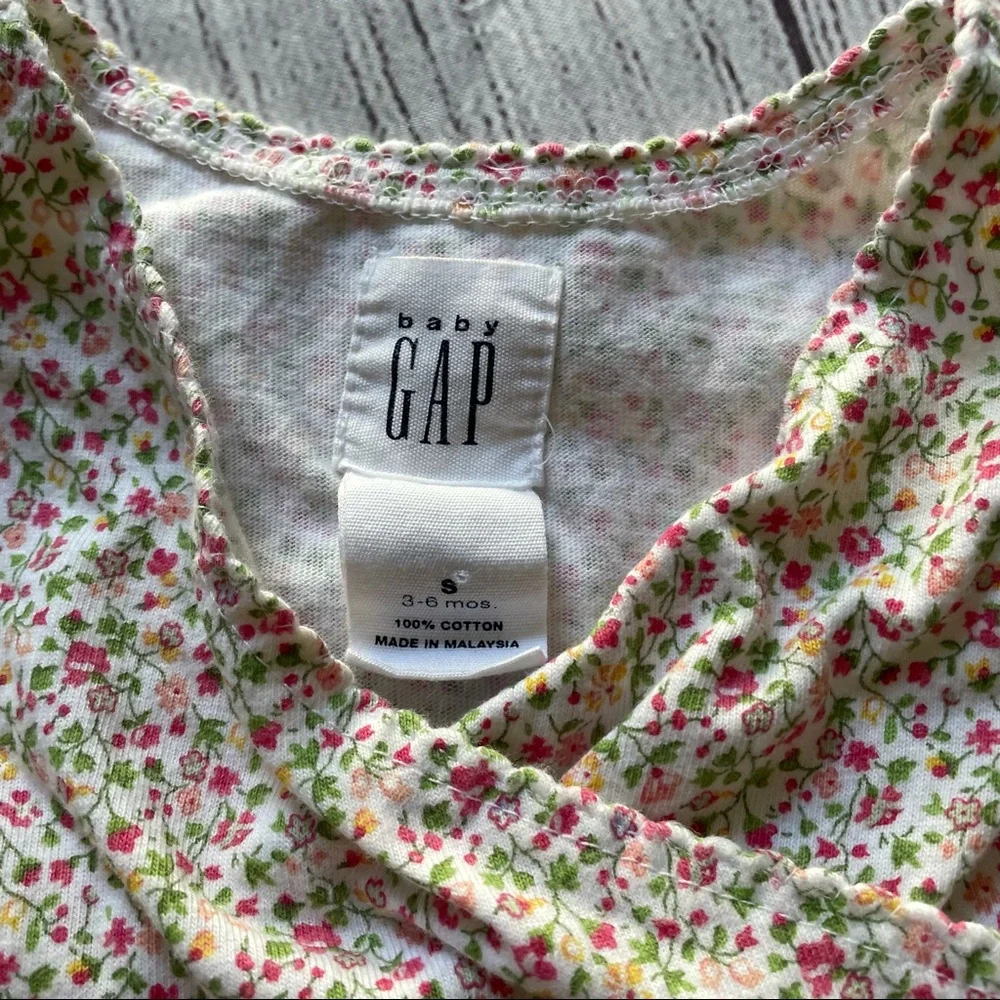 Baby Gap Pink and Green Floral Romper size 3-6 months